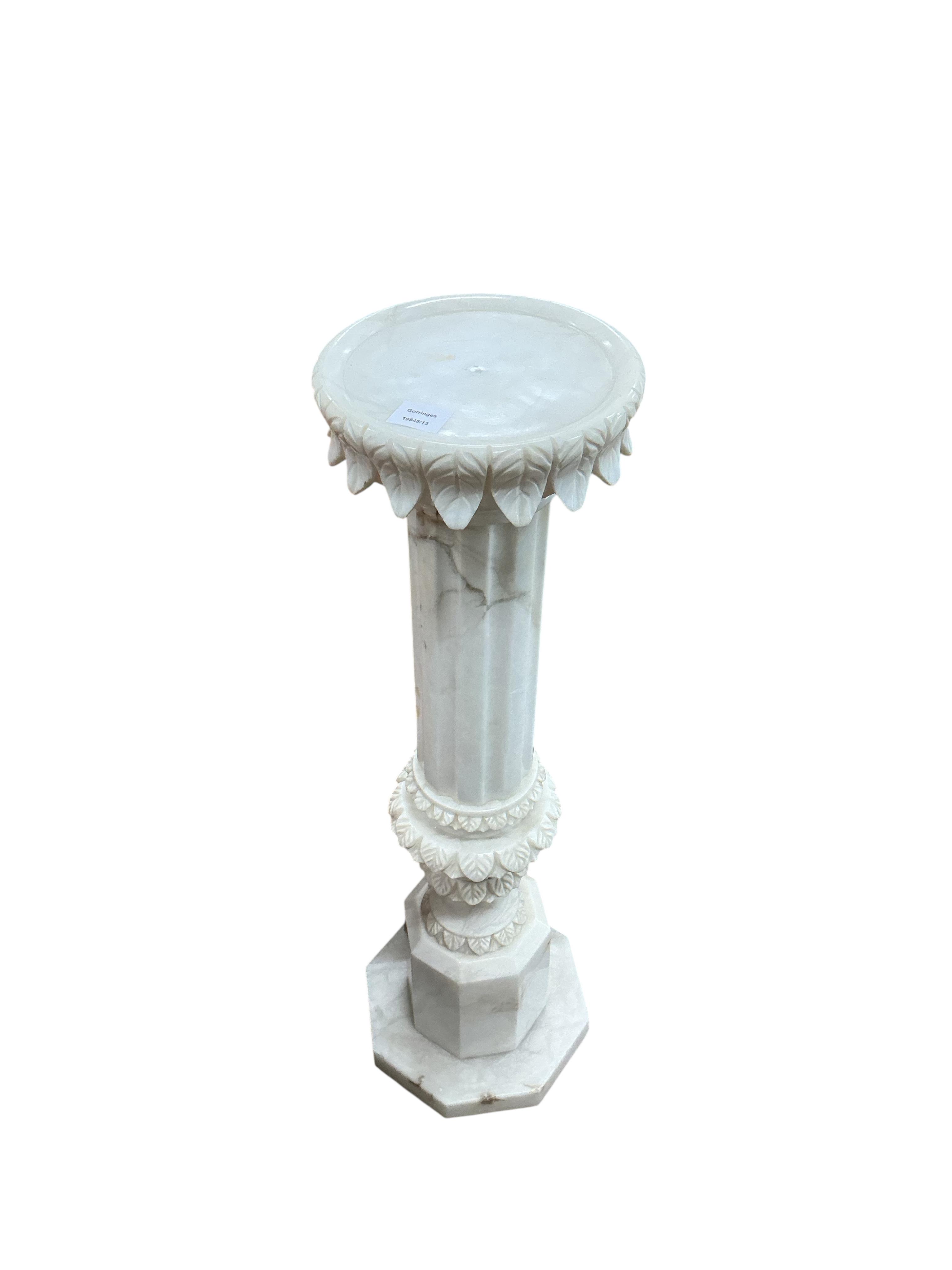 An alabaster pedestal, height 95cm